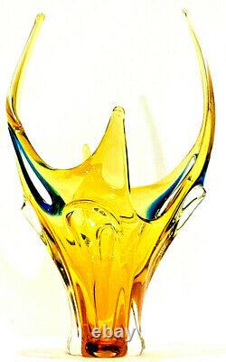 Monumental EDAG Chalet Lorraine 19 Canadian Stretched Amber Art Glass Vase