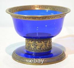 Moser Striking Cobalt Blue Warrior Frieze Art Deco Bowl Rare Signed C. 1920's