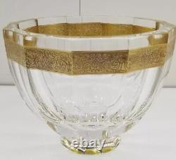 Moser Vela Bowl 24K Gilded Gold Band Lead Free Crystal Bowl Wedding Anniversay