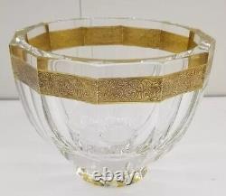 Moser Vela Bowl 24K Gilded Gold Band Lead Free Crystal Bowl Wedding Anniversay