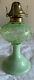 Mosser Jadeite Green Opalescent Fenton Style Fern & Daisy Oil Kerosene Lamp
