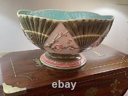 Mottahedeh Fan Bowl Majolica Italy Large Punch Bowl Centerpiece