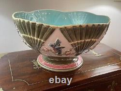 Mottahedeh Fan Bowl Majolica Italy Large Punch Bowl Centerpiece