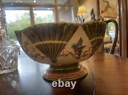 Mottahedeh Fan Bowl Majolica Italy Large Punch Bowl Centerpiece