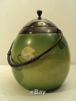Mt. Washington Opal Glass Cracker Jar / Biscuit Barrel, Unusual Egg Shape