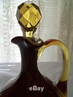 Mt Washington Plated Amberina Glass Cruet/Wheeling Peachblow