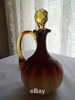 Mt Washington Plated Amberina Glass Cruet/Wheeling Peachblow