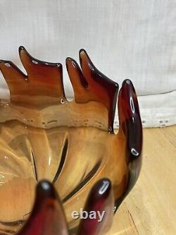 Murano Glass Barovier Toso Vintage Amberina Medium Italian Art Glass Bowl