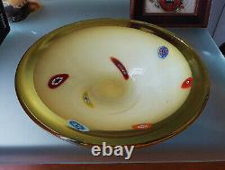 Murano Glass Bowl Dish Atomic Space Age Bowl with Murrines Millefiori Art Glass