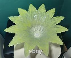 Murano Must See 16 Lemon Color 12 point Flower Bowl, Made In Italy Centerpiece