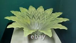 Murano Must See 16 Lemon Color 12 point Flower Bowl, Made In Italy Centerpiece