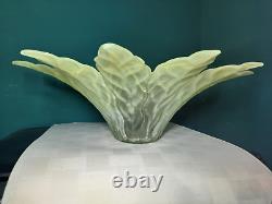 Murano Must See 16 Lemon Color 12 point Flower Bowl, Made In Italy Centerpiece
