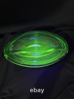 Murano Uranium Sommerso Art Glass Lg Bowl 12 1/2 X 8 Very Heavy Exc Condition