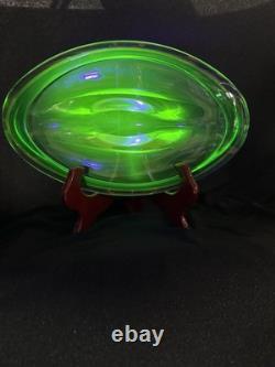 Murano Uranium Sommerso Art Glass Lg Bowl 12 1/2 X 8 Very Heavy Exc Condition