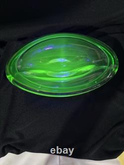 Murano Uranium Sommerso Art Glass Lg Bowl 12 1/2 X 8 Very Heavy Exc Condition