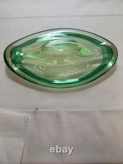 Murano Uranium Sommerso Art Glass Lg Bowl 12 1/2 X 8 Very Heavy Exc Condition