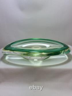 Murano Uranium Sommerso Art Glass Lg Bowl 12 1/2 X 8 Very Heavy Exc Condition