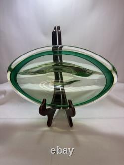 Murano Uranium Sommerso Art Glass Lg Bowl 12 1/2 X 8 Very Heavy Exc Condition