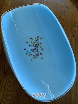 Murano, Yalos Casa Murano Folded Bowl, Baby Blue, Millefiori