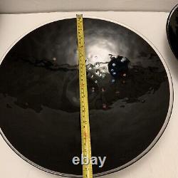 Murano Yalos Case Italy Art Glass Black 2 Round Bowls 14.5 Vintage