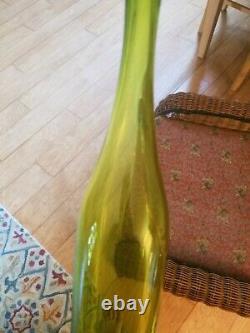 Myers Green Blenko Bottle Vase. Tall Art Glass Decanter Very Nice