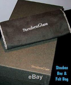 NEW in BOX STEUBEN art glass 18K GOLD ARROW TARGET crystal bulls eye bow & base