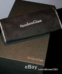 NEW in BOX STEUBEN glass GARDEN SUNDIAL CRYSTAL SCULPTURE & granite BASE BRONZE