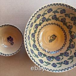 NICHOLAS MOSSE Ceramic Pottery TWO Bowls RARE Pansy pattern DISCONTINUED 1990