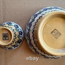 NICHOLAS MOSSE Ceramic Pottery TWO Bowls RARE Pansy pattern DISCONTINUED 1990