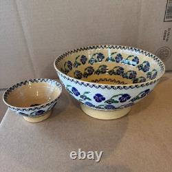 NICHOLAS MOSSE Ceramic Pottery TWO Bowls RARE Pansy pattern DISCONTINUED 1990