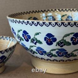 NICHOLAS MOSSE Ceramic Pottery TWO Bowls RARE Pansy pattern DISCONTINUED 1990