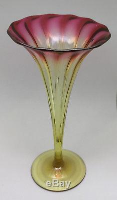 New England Glass Company Fuchsia Amberina Trumpet Vase