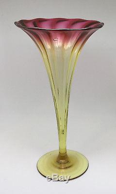 New England Glass Company Fuchsia Amberina Trumpet Vase