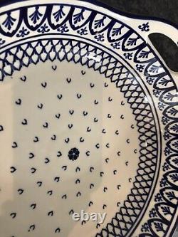 New Polish Pottery XL Serving Bowl with Handles Classic Boleslawiec (50% to Char)