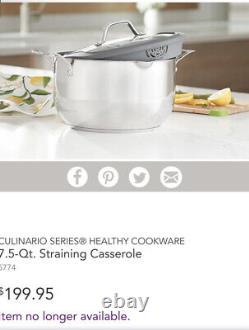 New Princess House 5774 Culinario Series Healthy 7.5-Qt. Straining Casserole