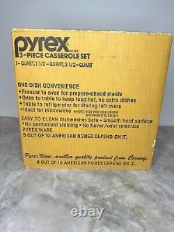 Nib Vintage Pyrex Butterfly Gold 470-4 Bake Serve & Store 3-piece Set