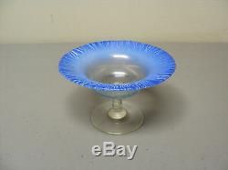 Nice L. C. T. Tiffany Favrile Pastel Blue Iridescent Art Glass Compote, Signed