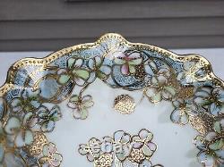 Nippon Porcelain Bowl GOLD GILT Floral Pattern Antique GORGEOUS 10-1/4