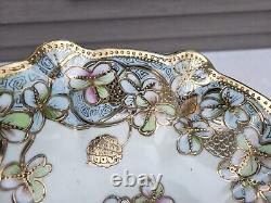 Nippon Porcelain Bowl GOLD GILT Floral Pattern Antique GORGEOUS 10-1/4