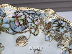 Nippon Porcelain Bowl GOLD GILT Floral Pattern Antique GORGEOUS 10-1/4