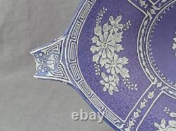 Nippon Wedgwood White Enameled Floral & Blue Handled Bowl Circa 1917-1921