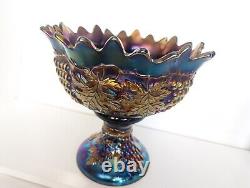 Northwood Grape And Cable Carnival Glass Punch Bowl Set MINT