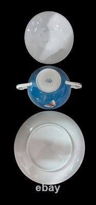 OLD NORITAKE RISING SUN SET OF 6 CREAM SOUPS & LIDS With SAUCERS TAISHO BUTTERFLY