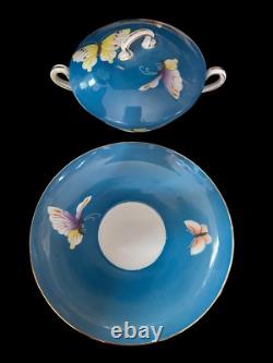 OLD NORITAKE RISING SUN SET OF 6 CREAM SOUPS & LIDS With SAUCERS TAISHO BUTTERFLY