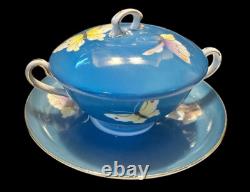 OLD NORITAKE RISING SUN SET OF 6 CREAM SOUPS & LIDS With SAUCERS TAISHO BUTTERFLY