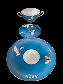 OLD NORITAKE RISING SUN SET OF 6 CREAM SOUPS & LIDS With SAUCERS TAISHO BUTTERFLY