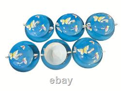 OLD NORITAKE RISING SUN SET OF 6 CREAM SOUPS & LIDS With SAUCERS TAISHO BUTTERFLY
