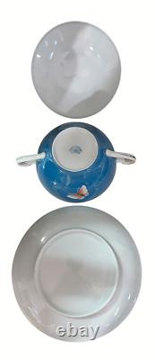 OLD NORITAKE RISING SUN SET OF 6 CREAM SOUPS & LIDS With SAUCERS TAISHO BUTTERFLY