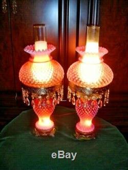 Old Fenton Lamp Cranberry Hobnail Opalescent 3 Lighting Options (1-2)