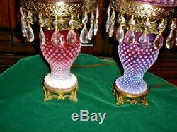 Old Fenton Lamp Cranberry Hobnail Opalescent 3 Lighting Options (1-2)